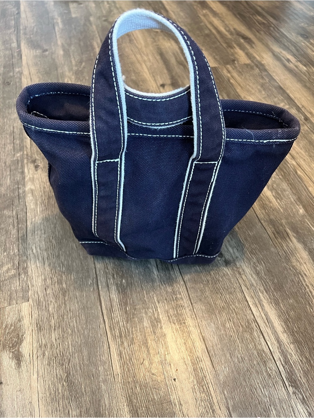 Lands End Vintage 90s Canvas Mini Tote Bag Navy Embroidered C Boat Tote Zippered - Picture 4 of 9